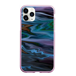 Чехол iPhone 11 Pro матовый Сине-зеленый абстрактный размытый узор, цвет: 3D-розовый