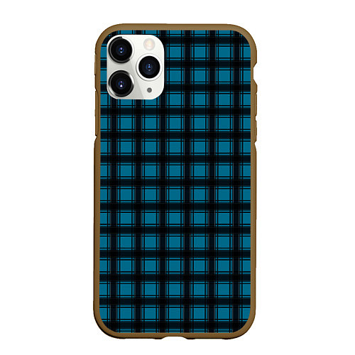Чехол iPhone 11 Pro матовый Black and blue plaid / 3D-Коричневый – фото 1