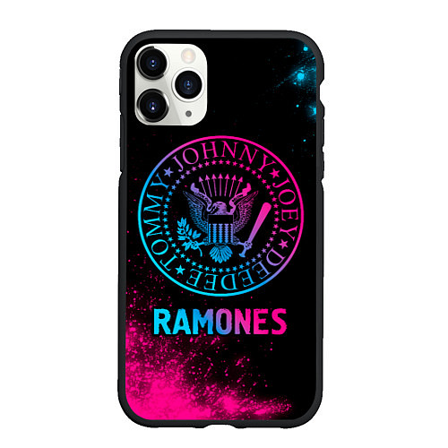 Чехол iPhone 11 Pro матовый Ramones Neon Gradient / 3D-Черный – фото 1