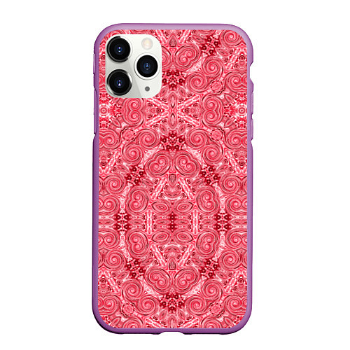 Чехол iPhone 11 Pro матовый Red ornament Arabic / 3D-Фиолетовый – фото 1