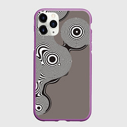 Чехол iPhone 11 Pro матовый Абстрактные круги-линии, цвет: 3D-фиолетовый