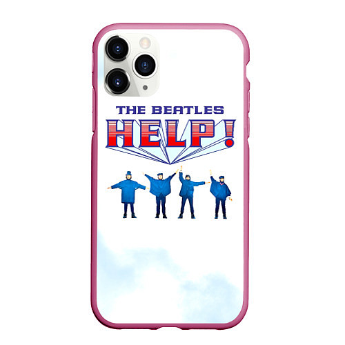 Чехол iPhone 11 Pro матовый The Beatles Help! / 3D-Малиновый – фото 1