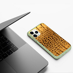 Чехол iPhone 11 Pro матовый Крокодиловая кожа - окрас, цвет: 3D-салатовый — фото 2