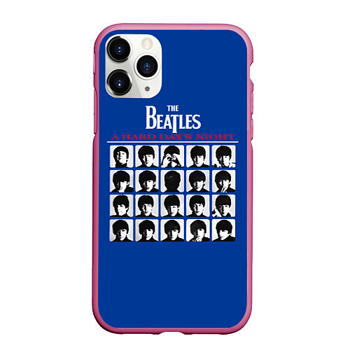 Чехол iPhone 11 Pro матовый The Beatles - A Hard Days Night / 3D-Малиновый – фото 1