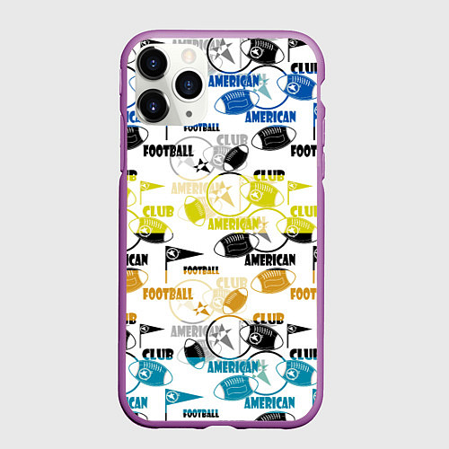 Чехол iPhone 11 Pro матовый American football sports pattern / 3D-Фиолетовый – фото 1