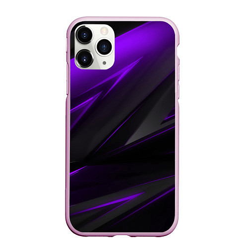 Чехол iPhone 11 Pro матовый Geometry Черный и фиолетовый / 3D-Розовый – фото 1