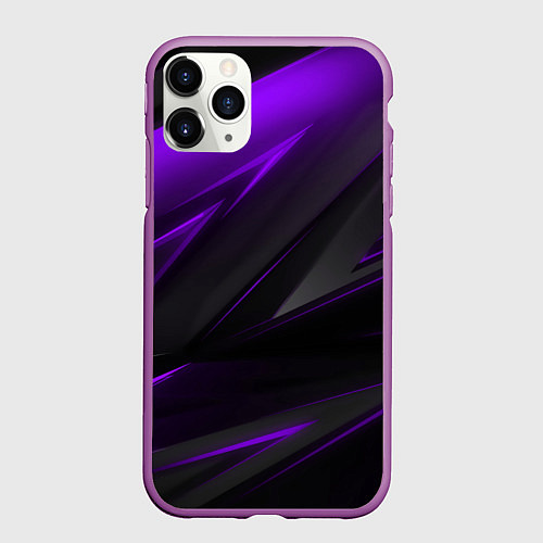 Чехол iPhone 11 Pro матовый Geometry Черный и фиолетовый / 3D-Фиолетовый – фото 1
