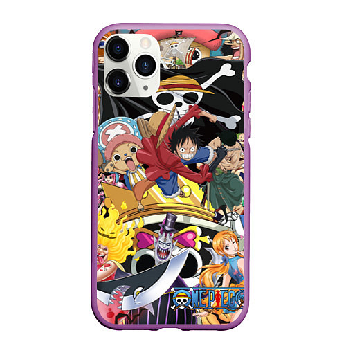 Чехол iPhone 11 Pro матовый One Pieceгерои / 3D-Фиолетовый – фото 1