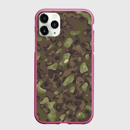 Чехол iPhone 11 Pro матовый Камуфляж Multicam / 3D-Малиновый – фото 1