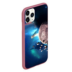 Чехол iPhone 11 Pro матовый Космическое столкновение объектов, цвет: 3D-малиновый — фото 2