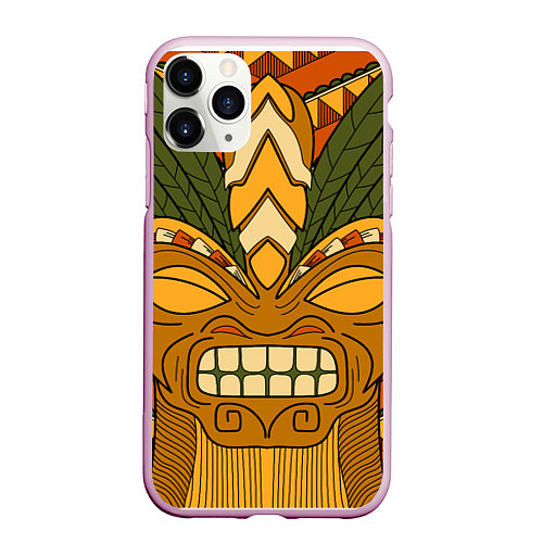 Чехол iPhone 11 Pro матовый Polynesian tiki ANGRY / 3D-Розовый – фото 1