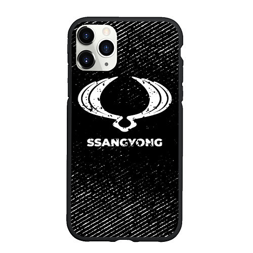 Чехол iPhone 11 Pro матовый SsangYong с потертостями на темном фоне / 3D-Черный – фото 1