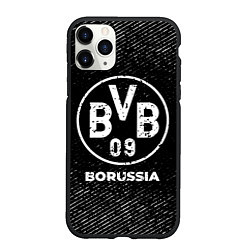 Чехол iPhone 11 Pro матовый Borussia с потертостями на темном фоне, цвет: 3D-черный