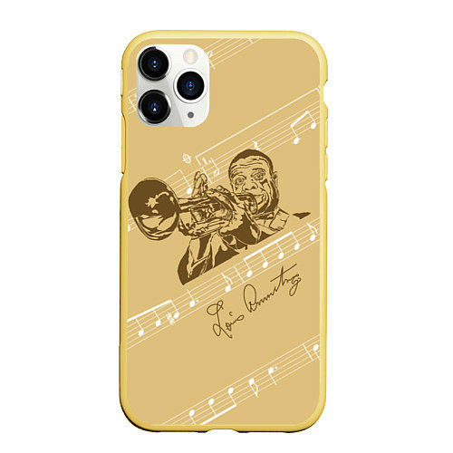 Чехол iPhone 11 Pro матовый Великий джазмен - Луис Армстронг / 3D-Желтый – фото 1