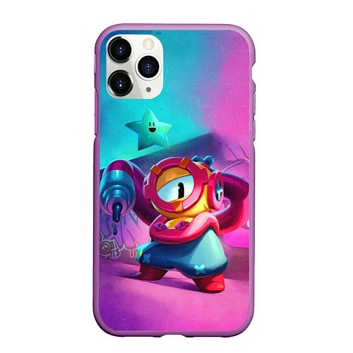 Чехол iPhone 11 Pro матовый Отис Бравл Старс / 3D-Фиолетовый – фото 1