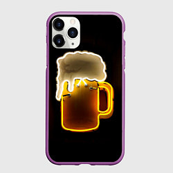 Чехол iPhone 11 Pro матовый Неоновое пиво - Жёлтый