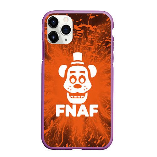 Чехол iPhone 11 Pro матовый Five Nights At Freddys - вспышка молнии / 3D-Фиолетовый – фото 1