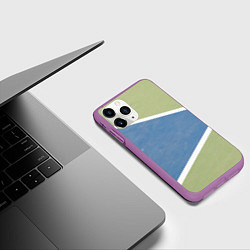 Чехол iPhone 11 Pro матовый Абстрактная геометрическая компиляция - Зелёный, цвет: 3D-фиолетовый — фото 2