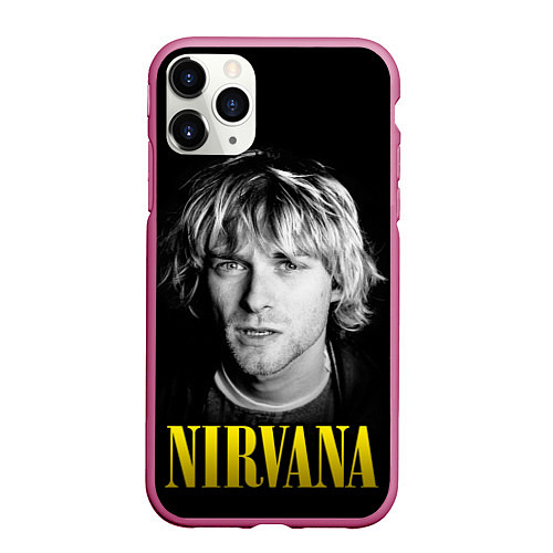 Чехол iPhone 11 Pro матовый Nirvana - Kurt Donald Cobain / 3D-Малиновый – фото 1