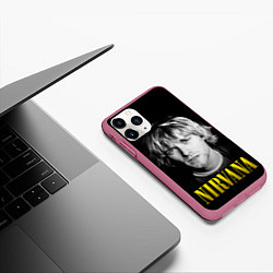 Чехол iPhone 11 Pro матовый Nirvana - Kurt Donald Cobain, цвет: 3D-малиновый — фото 2