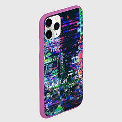 Чехол iPhone 11 Pro матовый Ночной город - glitch, цвет: 3D-фиолетовый — фото 2
