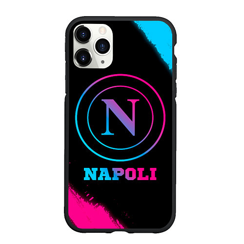 Чехол iPhone 11 Pro матовый Napoli FC Neon Gradient / 3D-Черный – фото 1