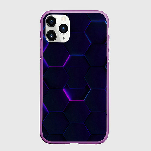 Чехол iPhone 11 Pro матовый Фигурный фиолетовый фон / 3D-Фиолетовый – фото 1