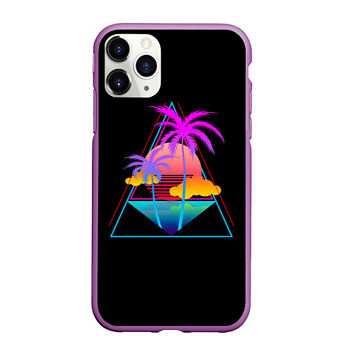 Чехол iPhone 11 Pro матовый Ретро пейзаж / 3D-Фиолетовый – фото 1