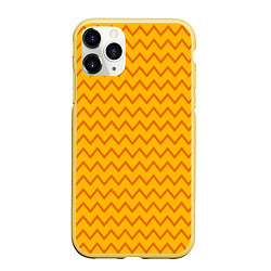 Чехол iPhone 11 Pro матовый Оранжевые линии зиг-заги, цвет: 3D-желтый