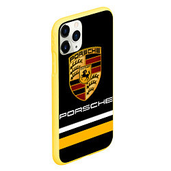 Чехол iPhone 11 Pro матовый PORSCHE - Две линии, цвет: 3D-желтый — фото 2