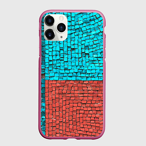 Чехол iPhone 11 Pro матовый Каменно-кирпичная броня - Оранжевый / 3D-Малиновый – фото 1