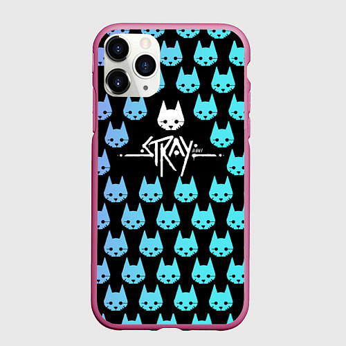 Чехол iPhone 11 Pro матовый Stray Киберпанк / 3D-Малиновый – фото 1