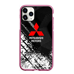 Чехол iPhone 11 Pro матовый Mitsubishi - След протектора, цвет: 3D-малиновый