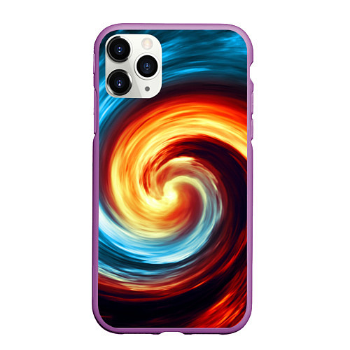 Чехол iPhone 11 Pro матовый Воздушно-огненный вихрь / 3D-Фиолетовый – фото 1