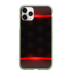Чехол iPhone 11 Pro матовый Объемная красная сетка из сот, цвет: 3D-салатовый