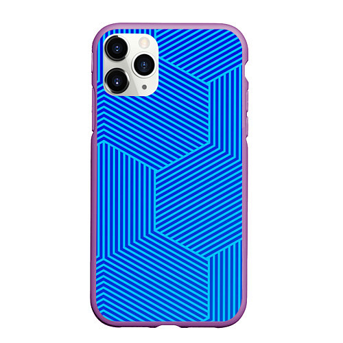 Чехол iPhone 11 Pro матовый Blue geometry линии / 3D-Фиолетовый – фото 1