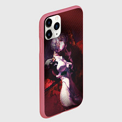 Чехол iPhone 11 Pro матовый Рей Аянами- девушка с сиреневыми волосами, цвет: 3D-малиновый — фото 2