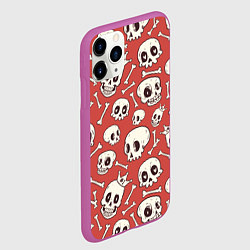 Чехол iPhone 11 Pro матовый Черепа на красном фоне, цвет: 3D-фиолетовый — фото 2