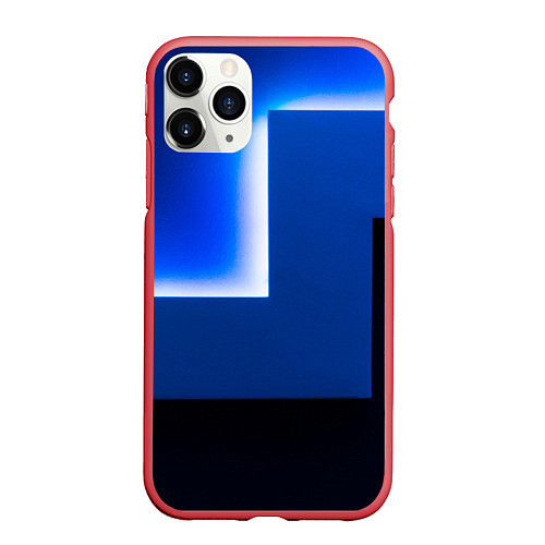 Чехол iPhone 11 Pro матовый Абстрактные геометрические фигуры - Cиний / 3D-Красный – фото 1