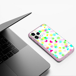 Чехол iPhone 11 Pro матовый Весна в сердцах на белом фоне, цвет: 3D-розовый — фото 2