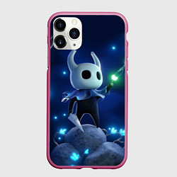 Чехол iPhone 11 Pro матовый Hollow Knight неоновые бабочки, цвет: 3D-малиновый