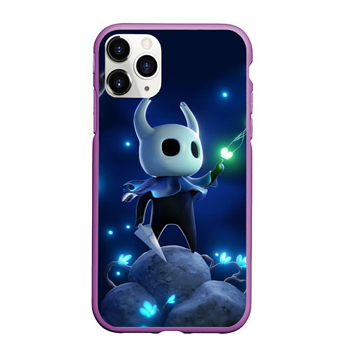 Чехол iPhone 11 Pro матовый Hollow Knight неоновые бабочки / 3D-Фиолетовый – фото 1