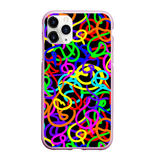 Чехол iPhone 11 Pro матовый Неоновый беспорядок / 3D-Розовый – фото 1
