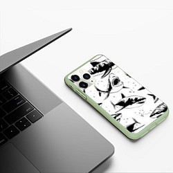 Чехол iPhone 11 Pro матовый Кровожадные акулы - стая, цвет: 3D-салатовый — фото 2