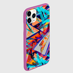 Чехол iPhone 11 Pro матовый Яркий неоновый абстрактный узор, цвет: 3D-фиолетовый — фото 2