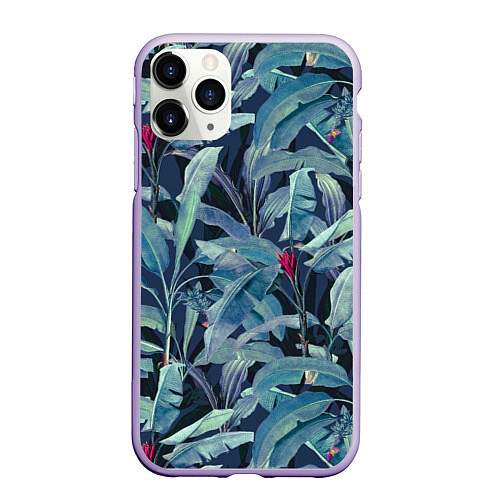 Чехол iPhone 11 Pro матовый Фиолетовые Банановые Джунгли / 3D-Светло-сиреневый – фото 1