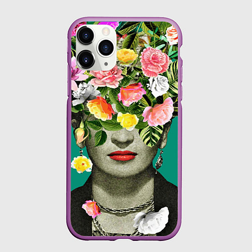 Чехол iPhone 11 Pro матовый Фрида Кало - Арт Портрет / 3D-Фиолетовый – фото 1