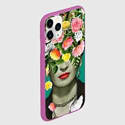 Чехол iPhone 11 Pro матовый Фрида Кало - Арт Портрет, цвет: 3D-фиолетовый — фото 2