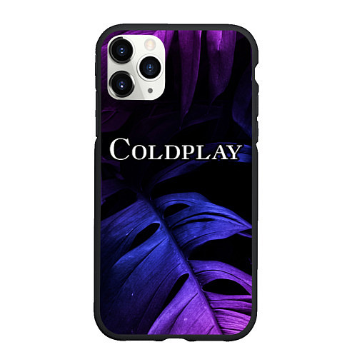 Чехол iPhone 11 Pro матовый Coldplay neon monstera / 3D-Черный – фото 1