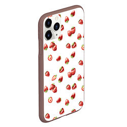 Чехол iPhone 11 Pro матовый Клубничка, паттерн, цвет: 3D-коричневый — фото 2